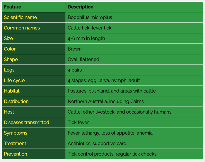 Cattle Tick Identification Chart
